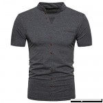 Fashion T Shirt Men Donci Solid Color Casual Party Summer New Tees V Neck Button Basic Short Sleeve Tops Deep Gray B07Q9KC4Q7